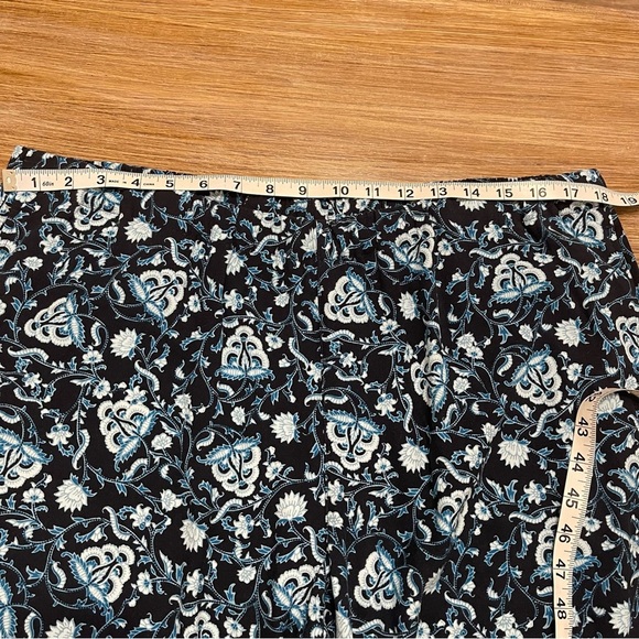 J.Jill Women’s Pants Large Blue Floral Soft Rayon Elastic Waist Boho Career - Picture 4 of 6
